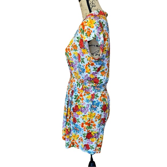 Vintage 80’s Blue Cabana Floral Romper Size Small - Picture 2 of 10